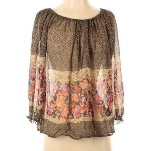 Fei Anthro Floral Silk Top Size XS